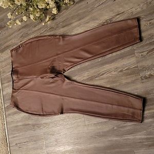 NWOT ,Chocolate faux leather like pull on pants/leggings in sz. 2 (18-20).